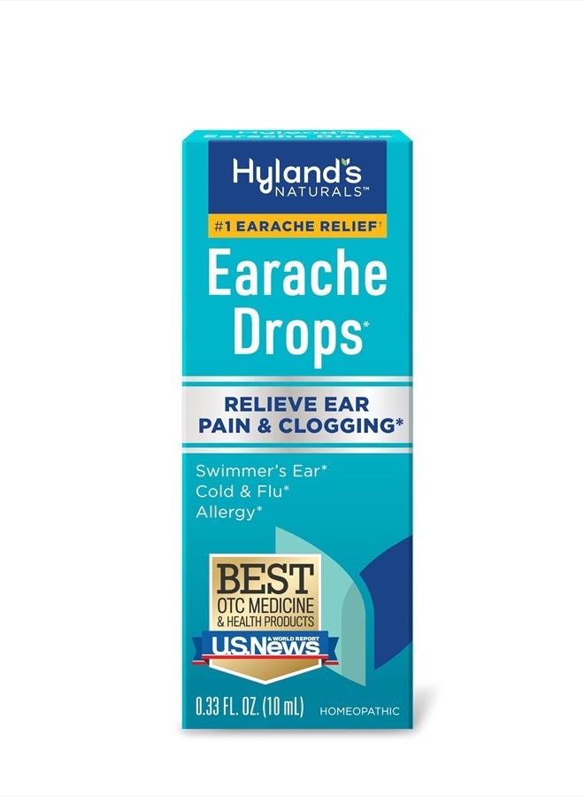 Naturals Earache Drops, Natural Relief of Swimmer's Ear, Cold & Flu, Allergy Symptoms, Ages 4 & up, Day & Night, 0.33 Fl Oz