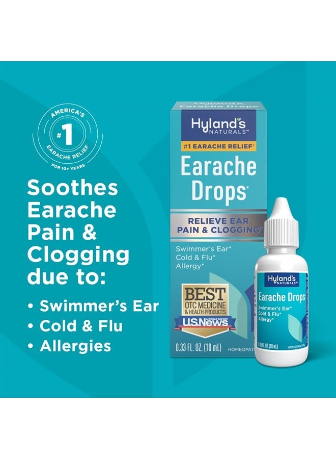 Naturals Earache Drops, Natural Relief of Swimmer's Ear, Cold & Flu, Allergy Symptoms, Ages 4 & up, Day & Night, 0.33 Fl Oz