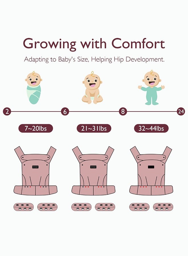 Baby Carrier Newborn To Toddler - Ergonomic, Cozy And Lightweight Infant Carrier For 7-44Lbs, Effortless To Put On, Ideal For Hands-Free Parenting, Enhanced Lumbar Support