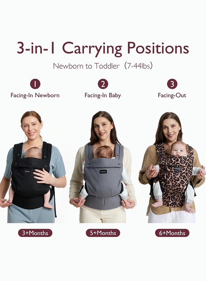 Baby Carrier Newborn To Toddler - Ergonomic, Cozy And Lightweight Infant Carrier For 7-44Lbs, Effortless To Put On, Ideal For Hands-Free Parenting, Enhanced Lumbar Support