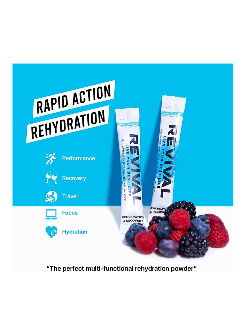 Revival Rapid Rehydration, Electrolytes Powder - High Strength Vitamin C, B1, B3, B5, B12 Supplement Sachet Drink 10/stick   Pina Colada