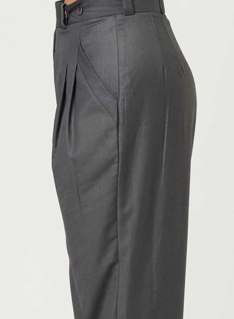 Back cut Over-sized Grey Two-piece Suit Set with pants