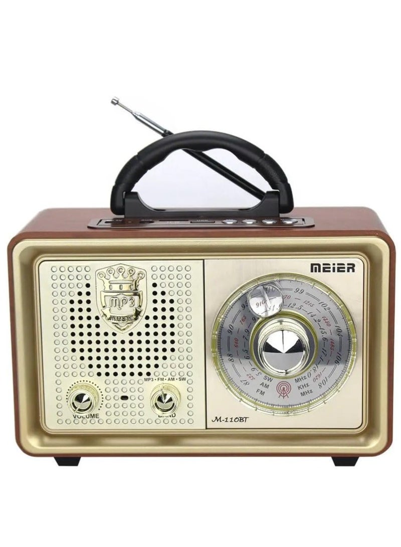 MEIER M110BT Retro Radio 3 Bands Radio Vintage Radio Rechargeable With Remote Control