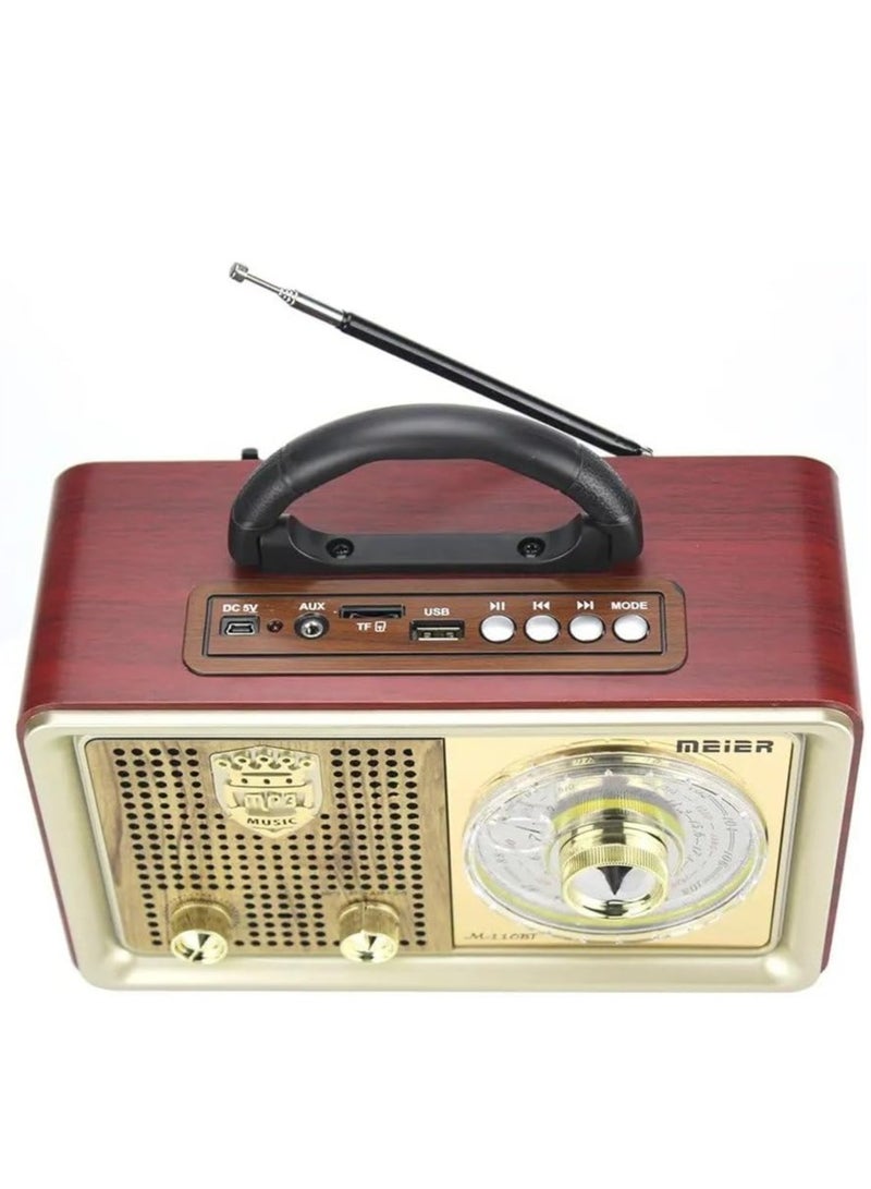 MEIER M110BT Retro Radio 3 Bands Radio Vintage Radio Rechargeable With Remote Control