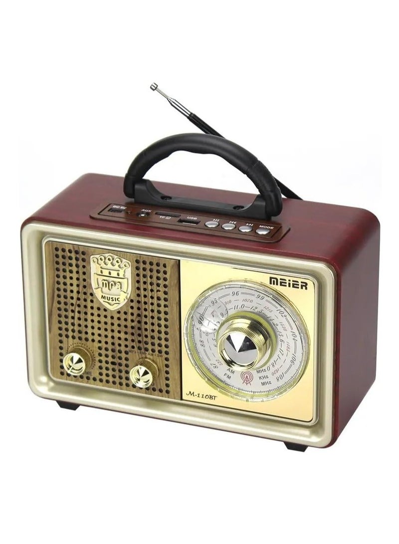 MEIER M110BT Retro Radio 3 Bands Radio Vintage Radio Rechargeable With Remote Control