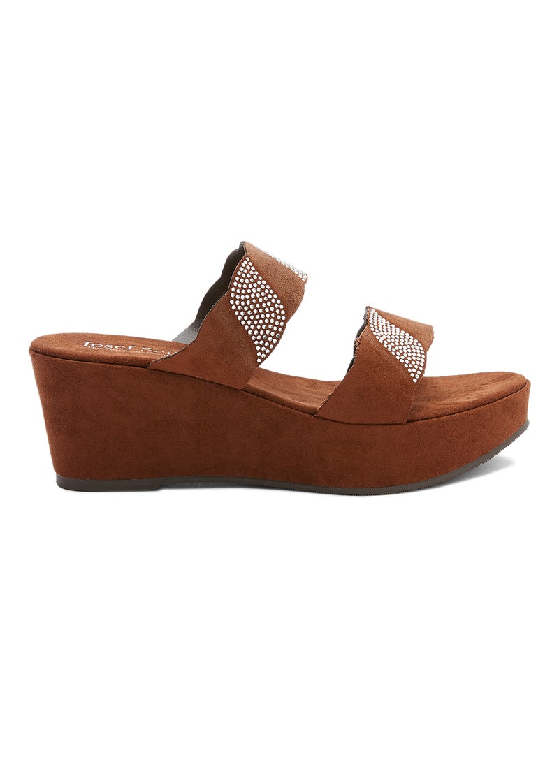 Formal Wedge Sandals Brown