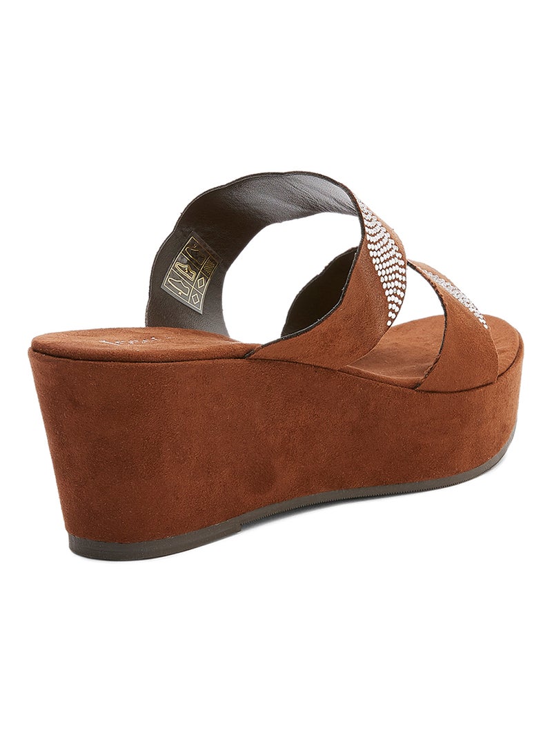 Formal Wedge Sandals Brown