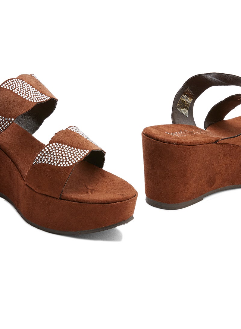 Formal Wedge Sandals Brown