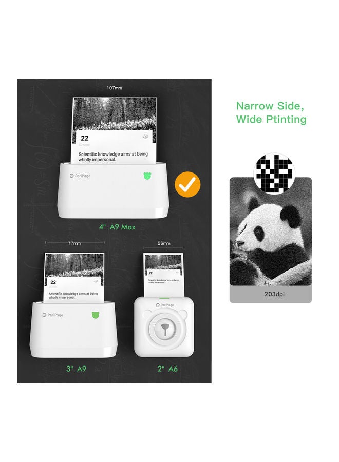 A9 Max Mini Portable Photo Mobile Printer White