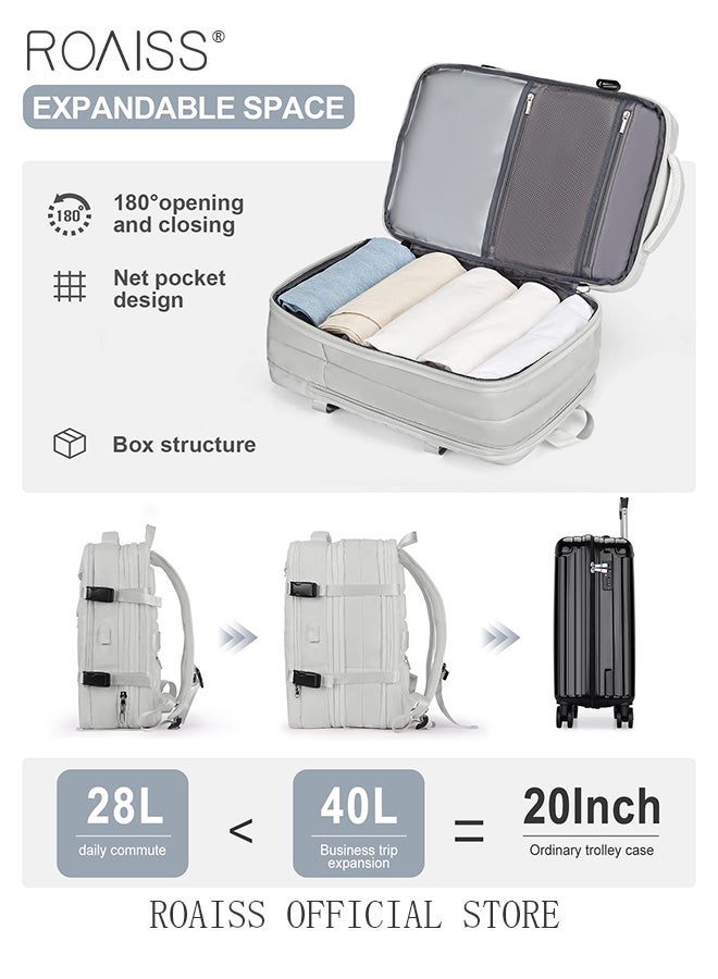 Carry-On Luggage Backpack High Capacity Business Travel Expandable Bag for Short Trips Dry and Wet Separation Scientific Storage Business Computer Bag Simple Solid Color Design with Check In Backpack