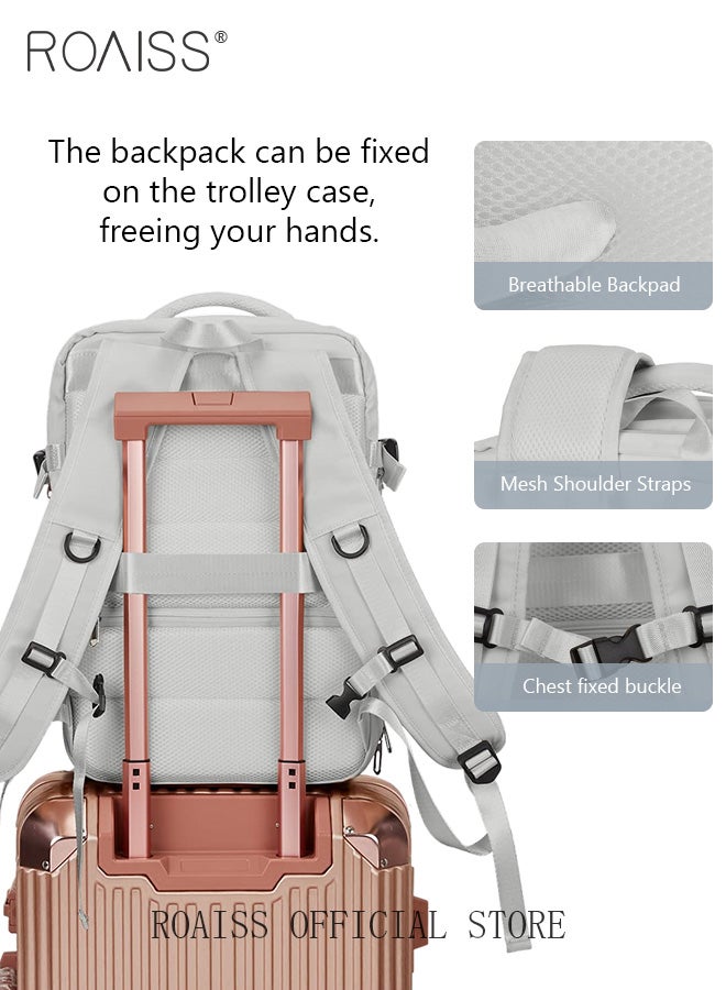 Carry-On Luggage Backpack High Capacity Business Travel Expandable Bag for Short Trips Dry and Wet Separation Scientific Storage Business Computer Bag Simple Solid Color Design with Check In Backpack