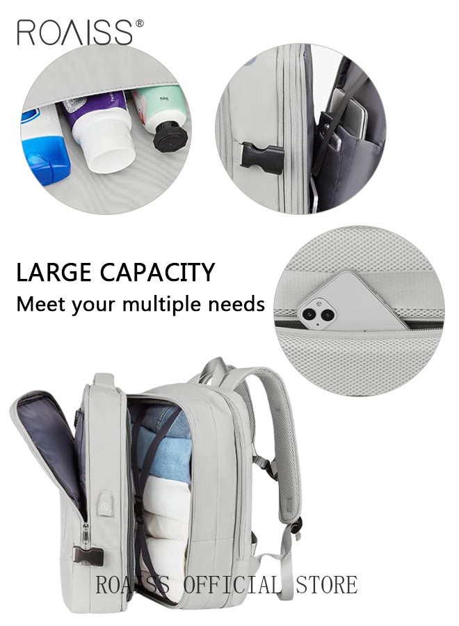 Carry-On Luggage Backpack High Capacity Business Travel Expandable Bag for Short Trips Dry and Wet Separation Scientific Storage Business Computer Bag Simple Solid Color Design with Check In Backpack