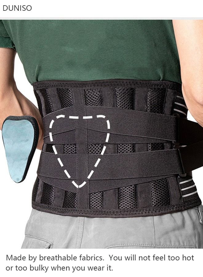 Sports Back Brace for Men and Women Breathable Waist Lumbar Lower Back Support Belt for Sciatica Herniated Disc Scoliosis Back Pain Relief Heavy lifting with Dual Adjustable Straps