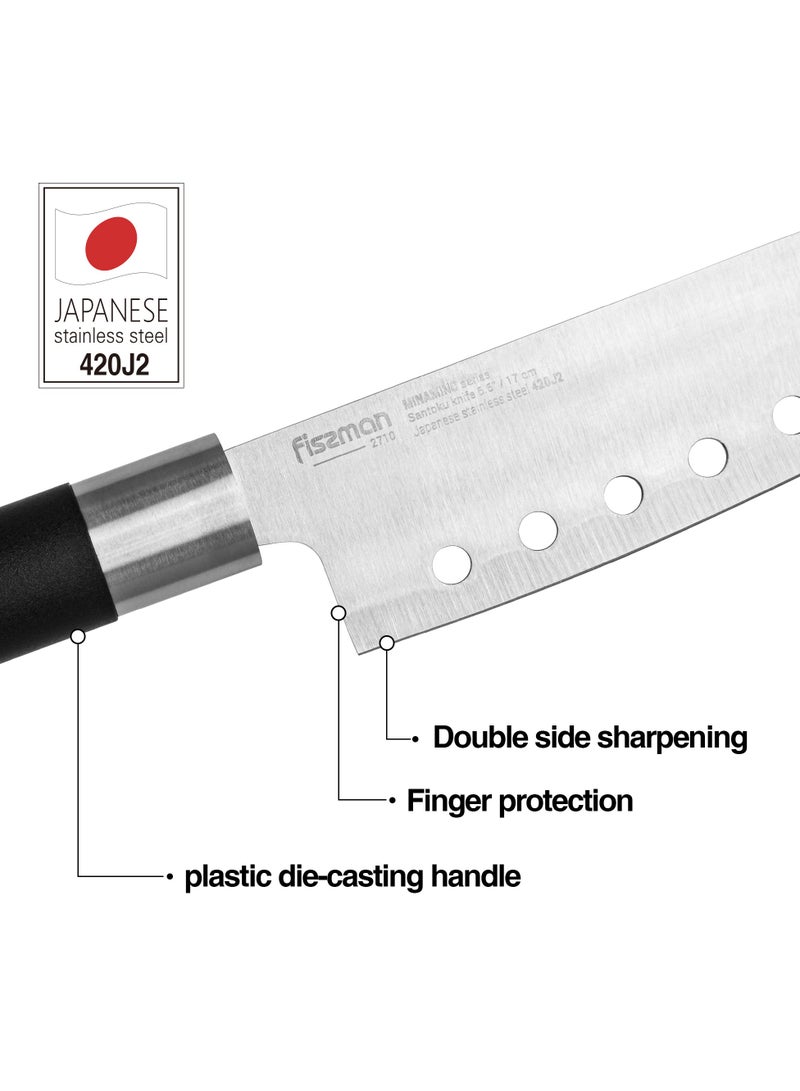 Fissman 3-Piece Knife Set Minamino Series, Slicing Knife 20cm, Santuko Knife 17cm, Utility Knife 13cm, Japanese 420J2 Stainless Steel, Double Sided Blade, with ABS Durable Handle, Lightweight