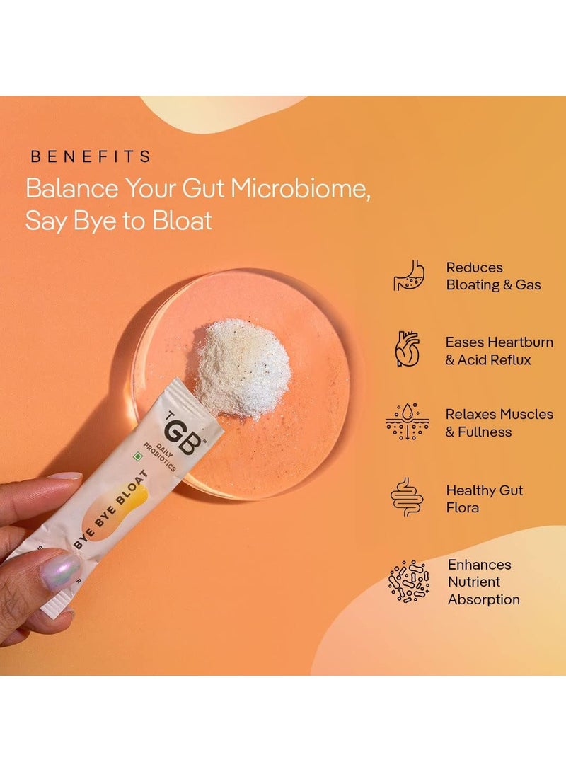ByeBye Bloat SuperGut Powder for Healthy Digestion Pre And Probiotic Supplement, 2.5 Billion CFU of Clinically Proven Strain - 15 Days Pack