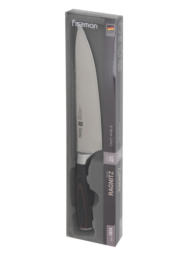 8'' Chef Knife Ragnitz Series 20cm, High-Alloy German Steel, Double-Sided, Easy To Crush Garlic And Other Spices, Beat Steaks Or Break Crab Shells