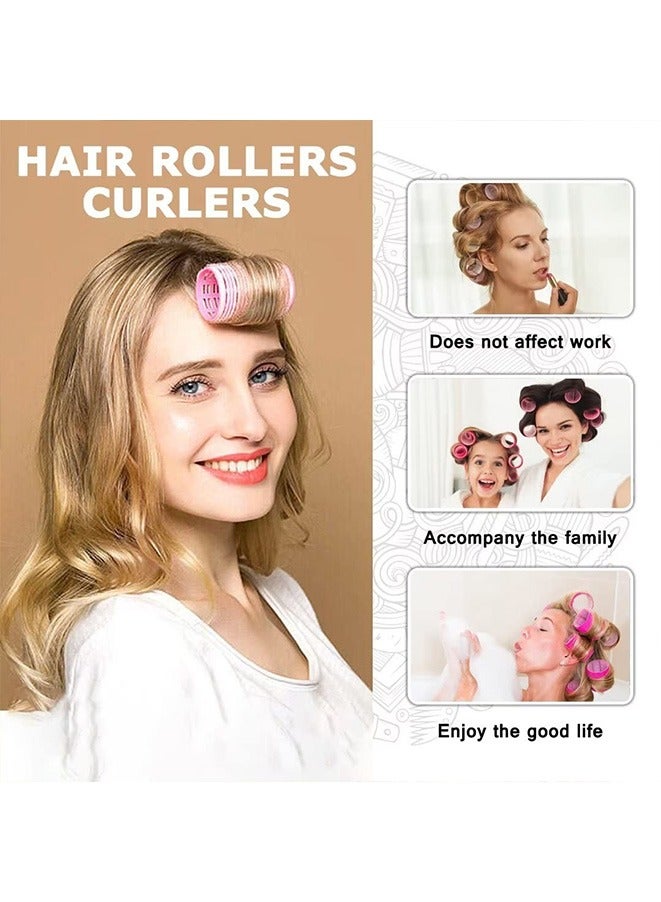 81 Pcs No Heat Hair Curler Set Hair Styling Tools Plastic Hair Roller Curlers Self-adhesive Magic Curlers Set With 40 Curlers 40 Hair Clips And 1 Comb