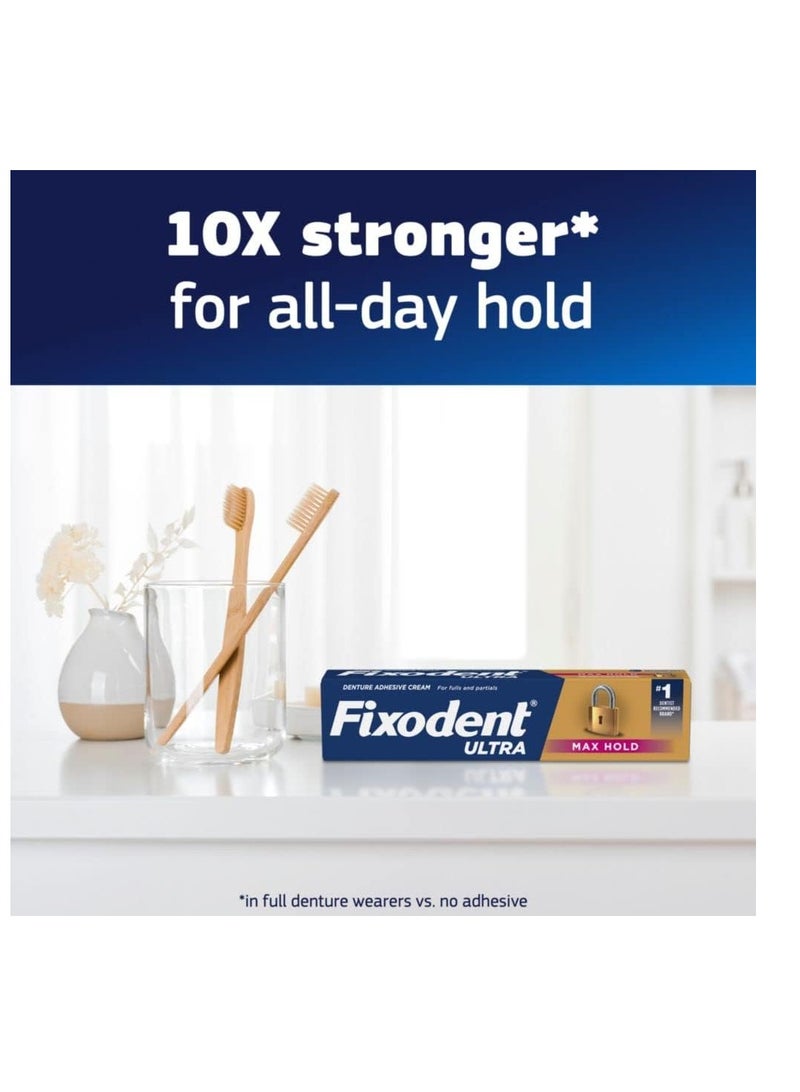 Fixodent Ultra Max Hold Denture Adhesive, 2.2 Oz (Pack of 2)