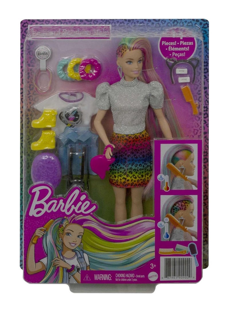Barbie ​Leopard Rainbow Hair Doll Blonde With Color Change Hair