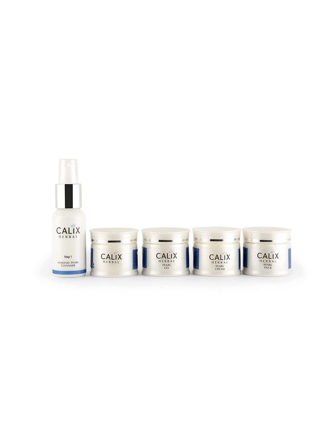 Organic Pearl Ayurvedic Facial Kit For Whitening/Lightening/Brightening Skin Removes Dead Skin Natural Face Glowing Solution/Instant Care For Men & Women All Skin Type Set Of 5 (260 Gm)