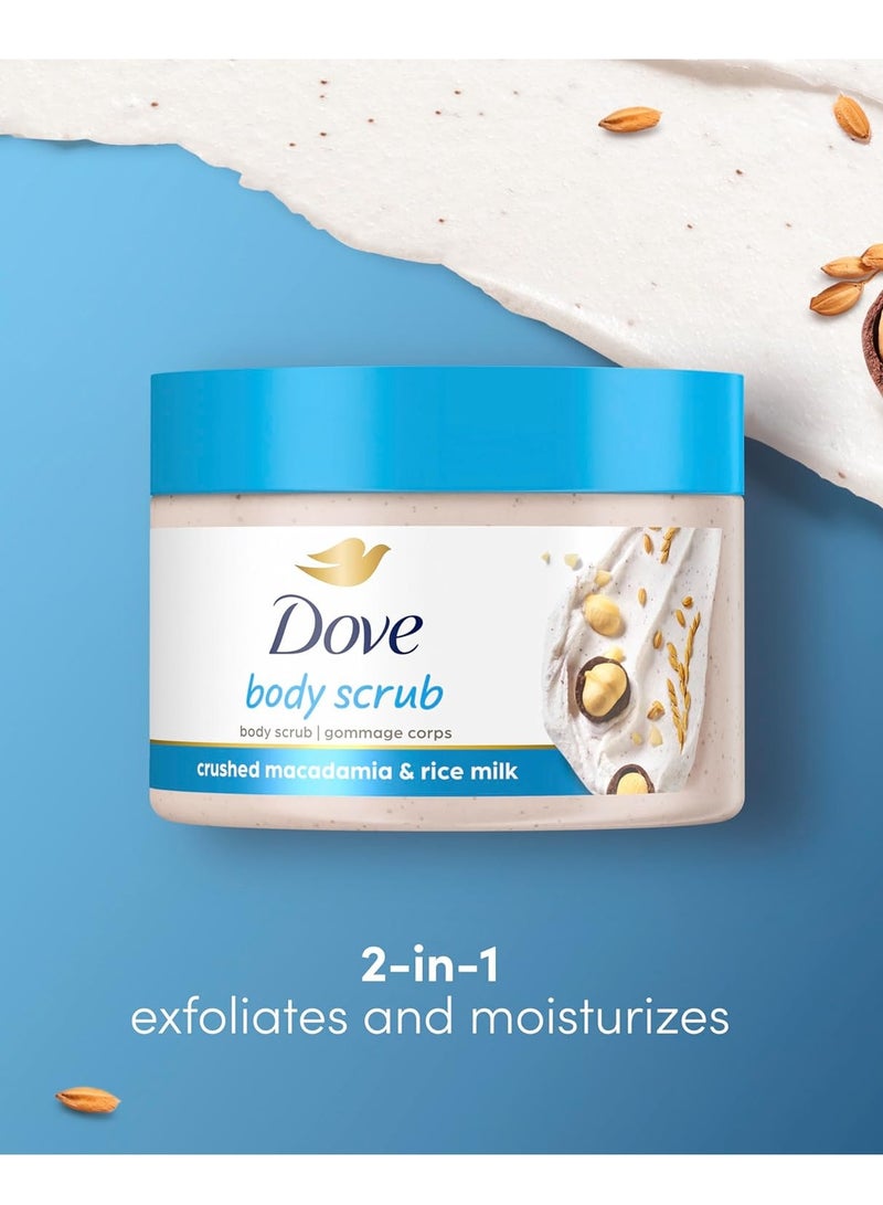 Dove Scrub Macadamia & Rice Milk Reveals Visibly Smoother Skin Body Scrub That Nourishes Skin 10.5 oz