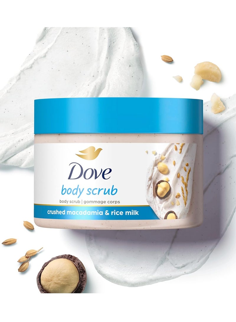 Dove Scrub Macadamia & Rice Milk Reveals Visibly Smoother Skin Body Scrub That Nourishes Skin 10.5 oz