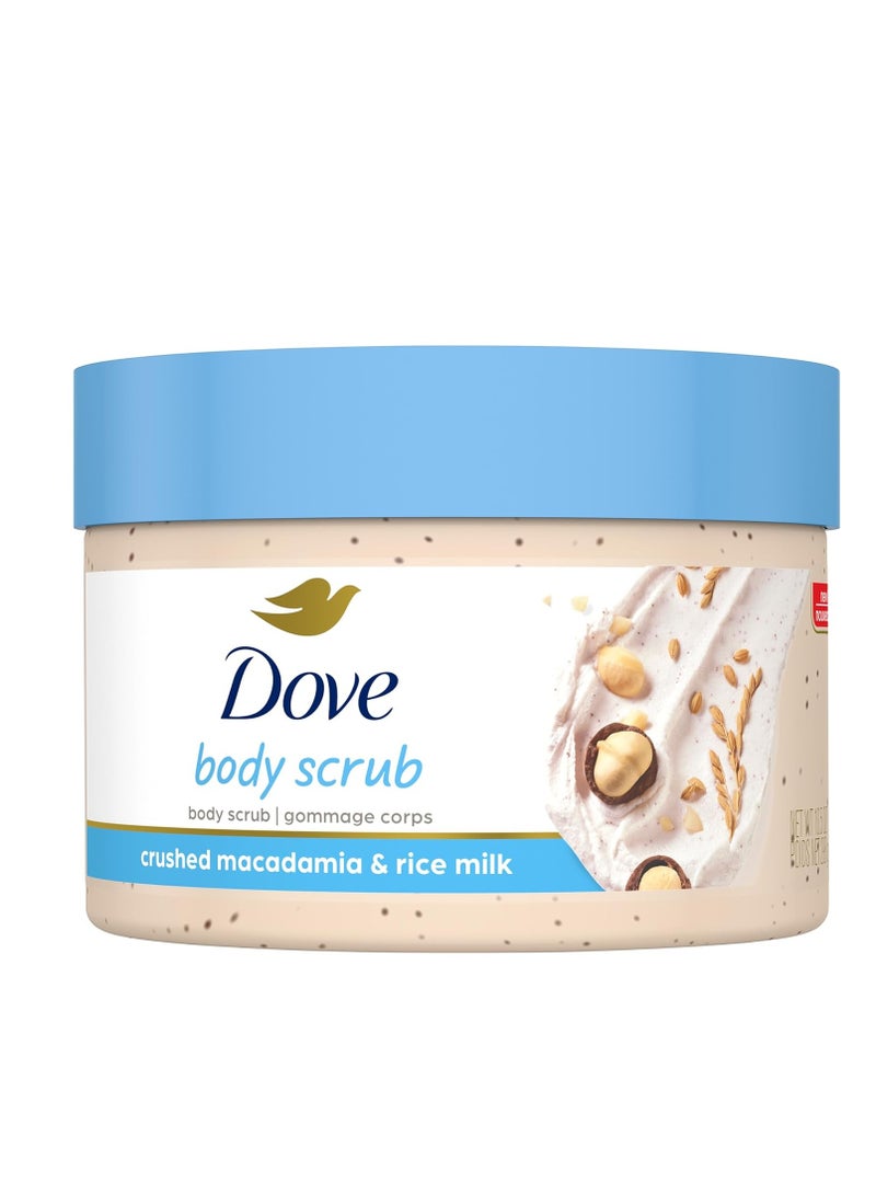 Dove Scrub Macadamia & Rice Milk Reveals Visibly Smoother Skin Body Scrub That Nourishes Skin 10.5 oz