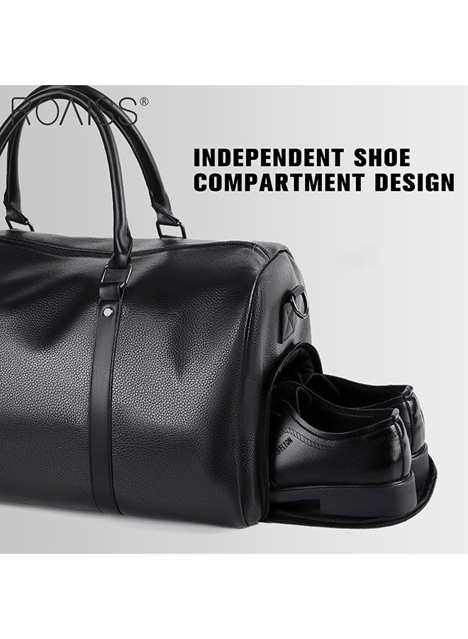 Men's Pu Leather Travel Handbag Adjustable And Detachable Shoulder Strap Large Capacity Crossbody Bag