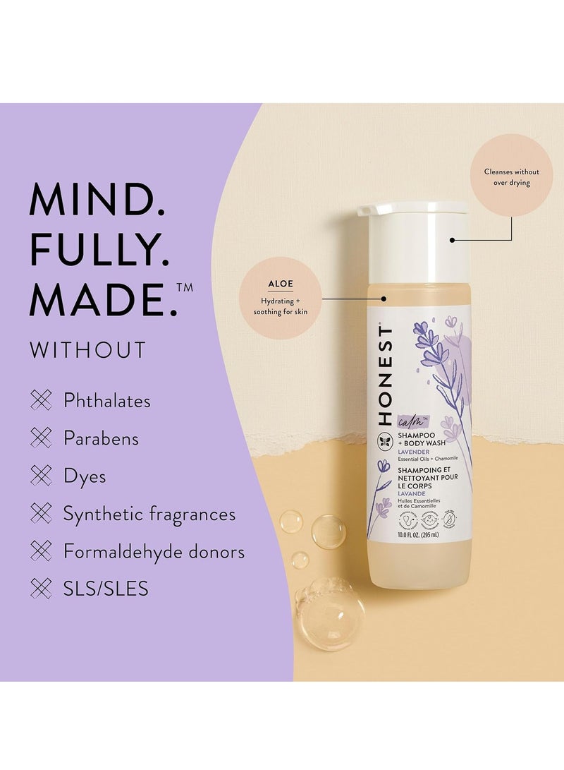 The Honest Company 2-in-1 Cleansing Shampoo + Body Wash | Gentle for Baby | Naturally Derived, Tear-free, Hypoallergenic | Lavender Calm, 10 fl oz