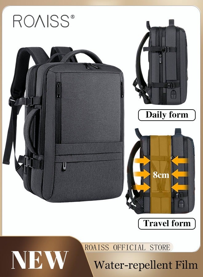 Scalable Large Capacity Laptop Backpack Business Backpack College Waterproof Travel Backpack Suitable for 17 Inch Laptops for Men and Women with USB Charger Black