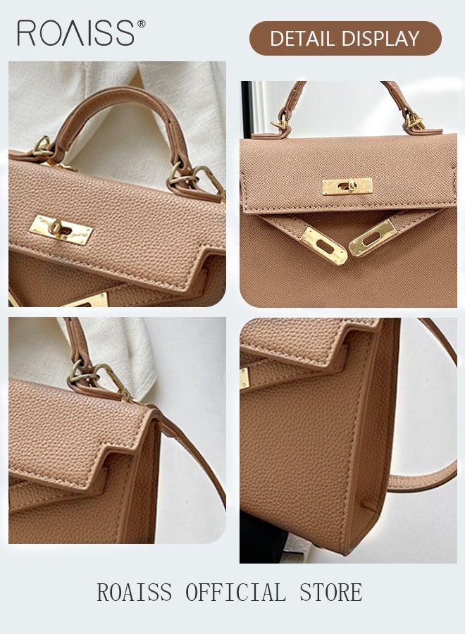 Retro Handle Satchel with Detachable Strap for Women Casual Shoulder Kelly Bag Ladies Crossbody Bags with Lock Closure