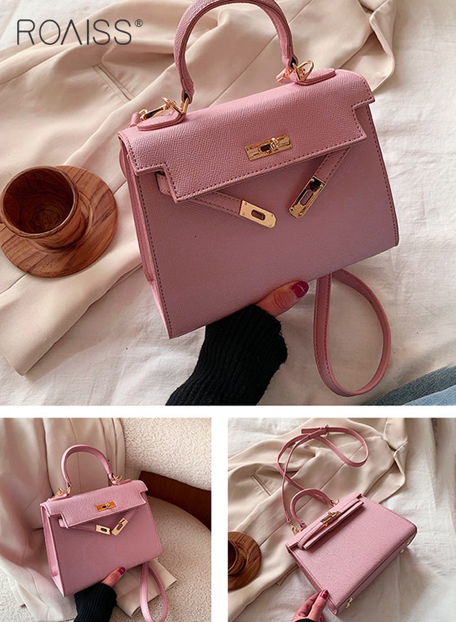 Retro Handle Satchel with Detachable Strap for Women Casual Shoulder Kelly Bag Ladies Crossbody Bags with Lock Closure