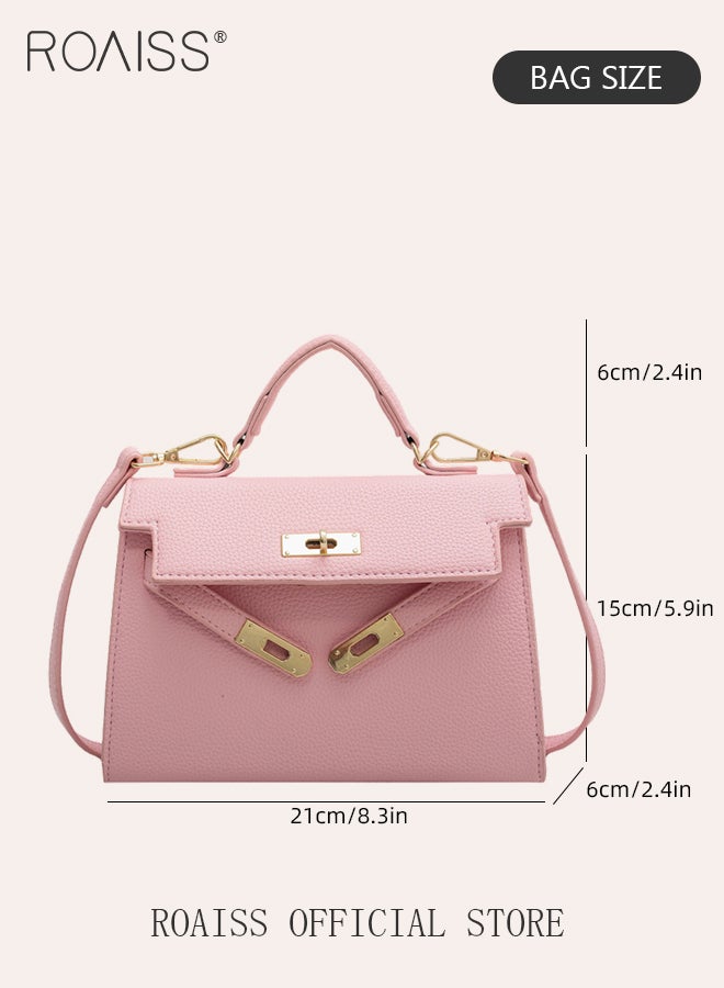 Retro Handle Satchel with Detachable Strap for Women Casual Shoulder Kelly Bag Ladies Crossbody Bags with Lock Closure