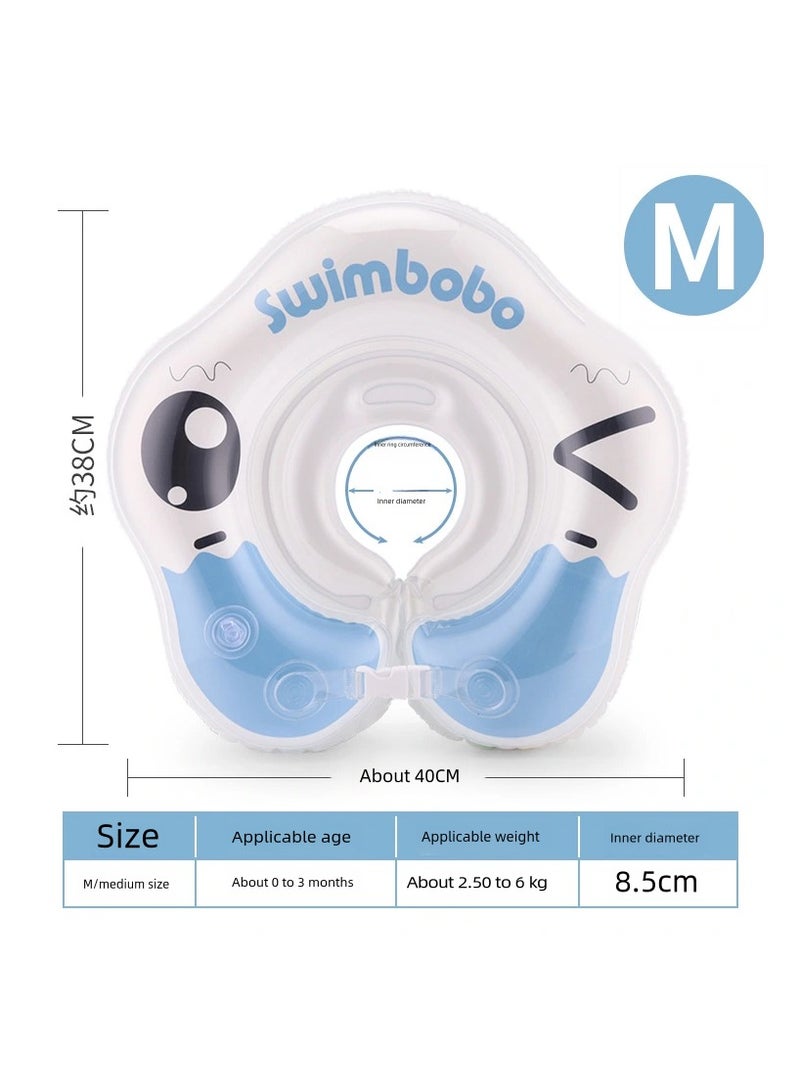 Inflatable Eco-Friendly PVC Baby Swim Neck Ring Float for Toddlers - Safe Shower and Bathtime Floating Collar (Blue M)