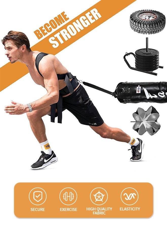 Outdoor Running Pulling Harness, Tire Pulling Harness with Pull Strap for Resistance Training, Adjustable Padded Shoulder Strap can Load 1.5 Tons Weight for Fitness Resistance Training Workout