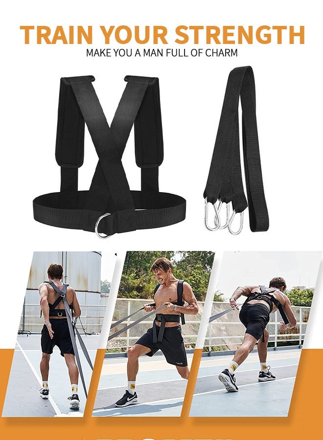 Outdoor Running Pulling Harness, Tire Pulling Harness with Pull Strap for Resistance Training, Adjustable Padded Shoulder Strap can Load 1.5 Tons Weight for Fitness Resistance Training Workout