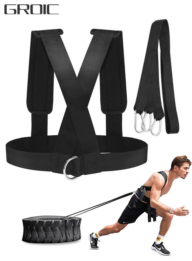 Outdoor Running Pulling Harness, Tire Pulling Harness with Pull Strap for Resistance Training, Adjustable Padded Shoulder Strap can Load 1.5 Tons Weight for Fitness Resistance Training Workout