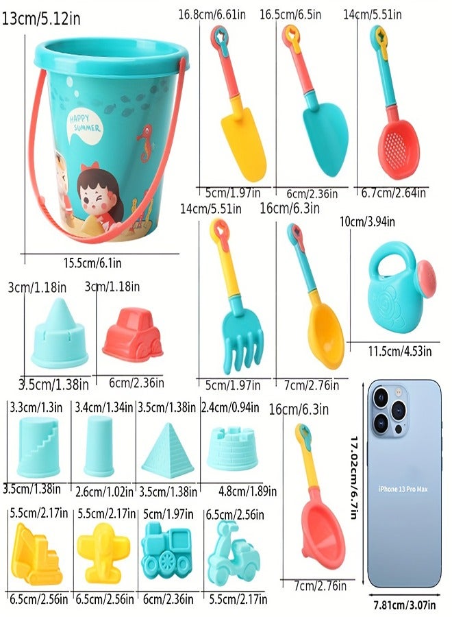 18Pcs, beach toy set for children playing sand and water on the beach, beach bucket, sand shovel, beach tool