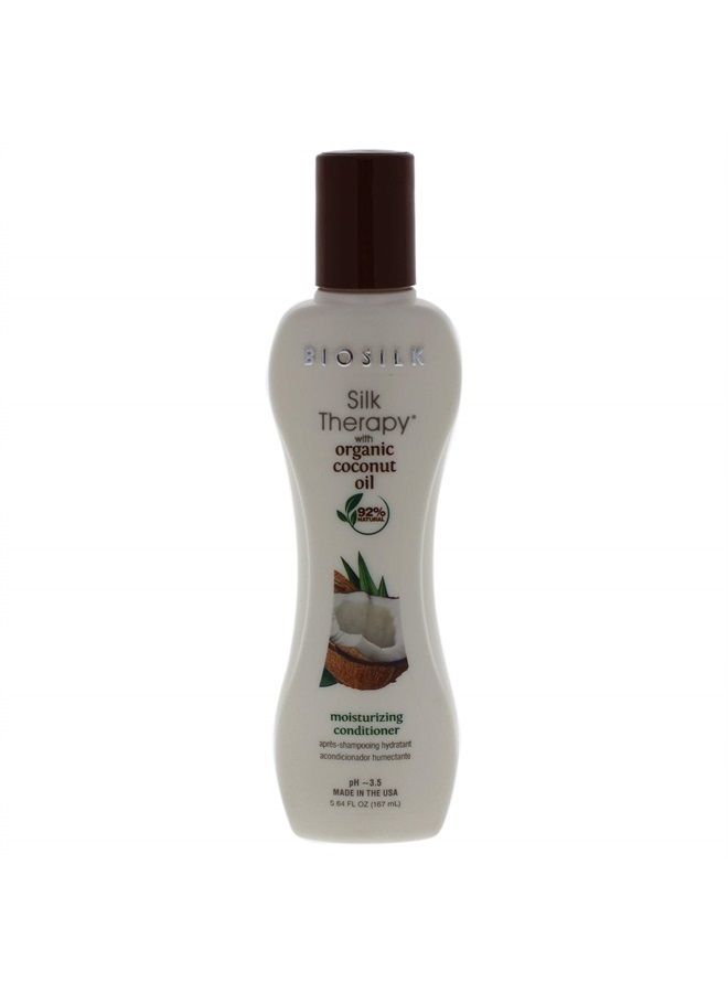 Silk Therapy Coconut Oil Moisturizing Conditioner - 92% Natural, Sulfate, Paraben and Gluten Free - Multiple Sizes