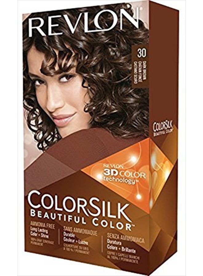 Revlon ColorSilk Hair Color, 30 Dark Brown 1 ea (Pack of 5)