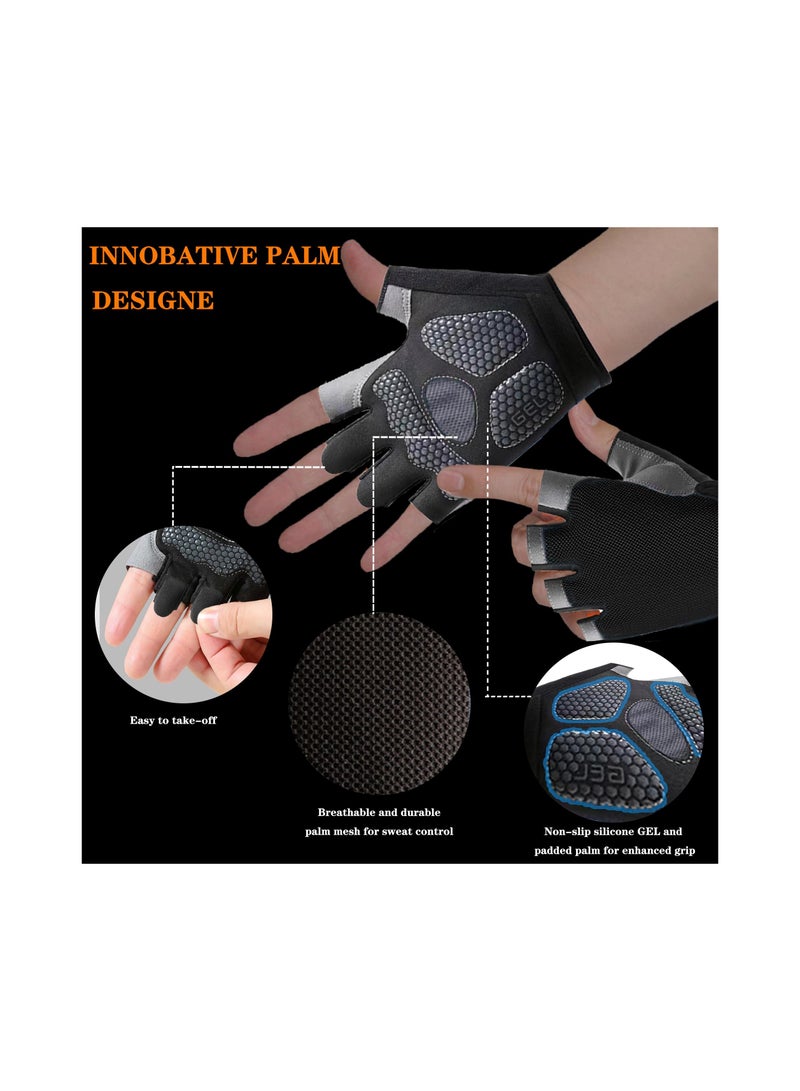Workout Gloves, Half Finger Road Cycling Gloves, Weight Lifting Gloves for Full Palm Protection Exercise Gloves, Fishing Gloves Breathable Cycling Gloves, Gym, Fitness, Anti-Slip, Snug Fit -Black (M)