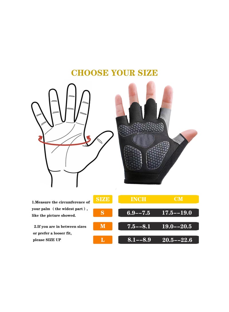 Workout Gloves, Half Finger Road Cycling Gloves, Weight Lifting Gloves for Full Palm Protection Exercise Gloves, Fishing Gloves Breathable Cycling Gloves, Gym, Fitness, Anti-Slip, Snug Fit -Black (M)