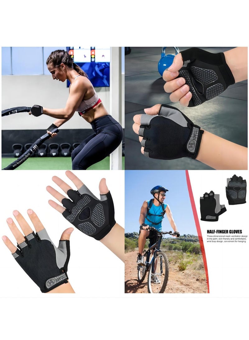 Workout Gloves, Half Finger Road Cycling Gloves, Weight Lifting Gloves for Full Palm Protection Exercise Gloves, Fishing Gloves Breathable Cycling Gloves, Gym, Fitness, Anti-Slip, Snug Fit -Black (M)