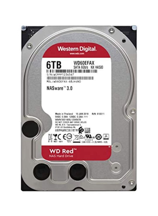 Red interne NAS-Festplatte 6 TB (3,5 Zoll, NAS Festplatte, 5400 U/min, SATA 6 Gbit/s, NASware-Technologie, 256 MB Cache) 6 TB
