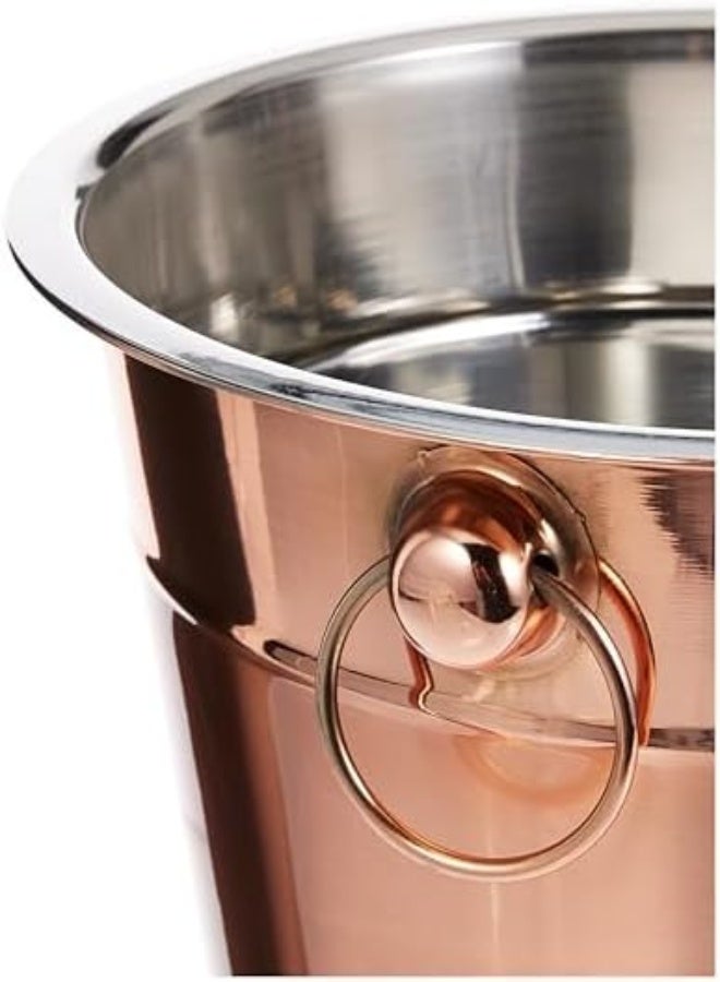 Kedge Stainless Steel Copper Finish Champagne Bucket 2 Ribbed With Side Kadi