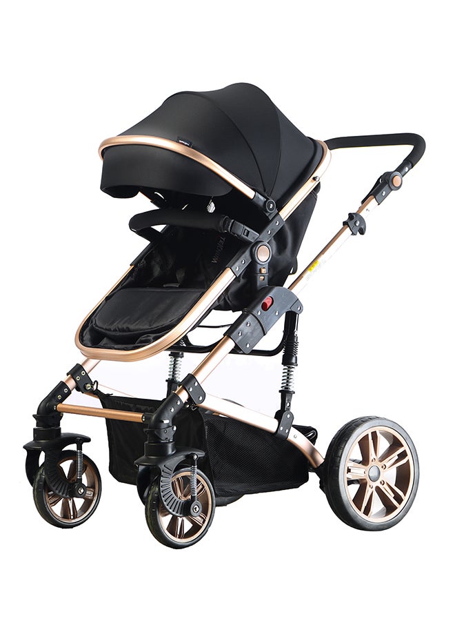 3 In 1 Pram Stroller And Diaper Bag Bundle - Black