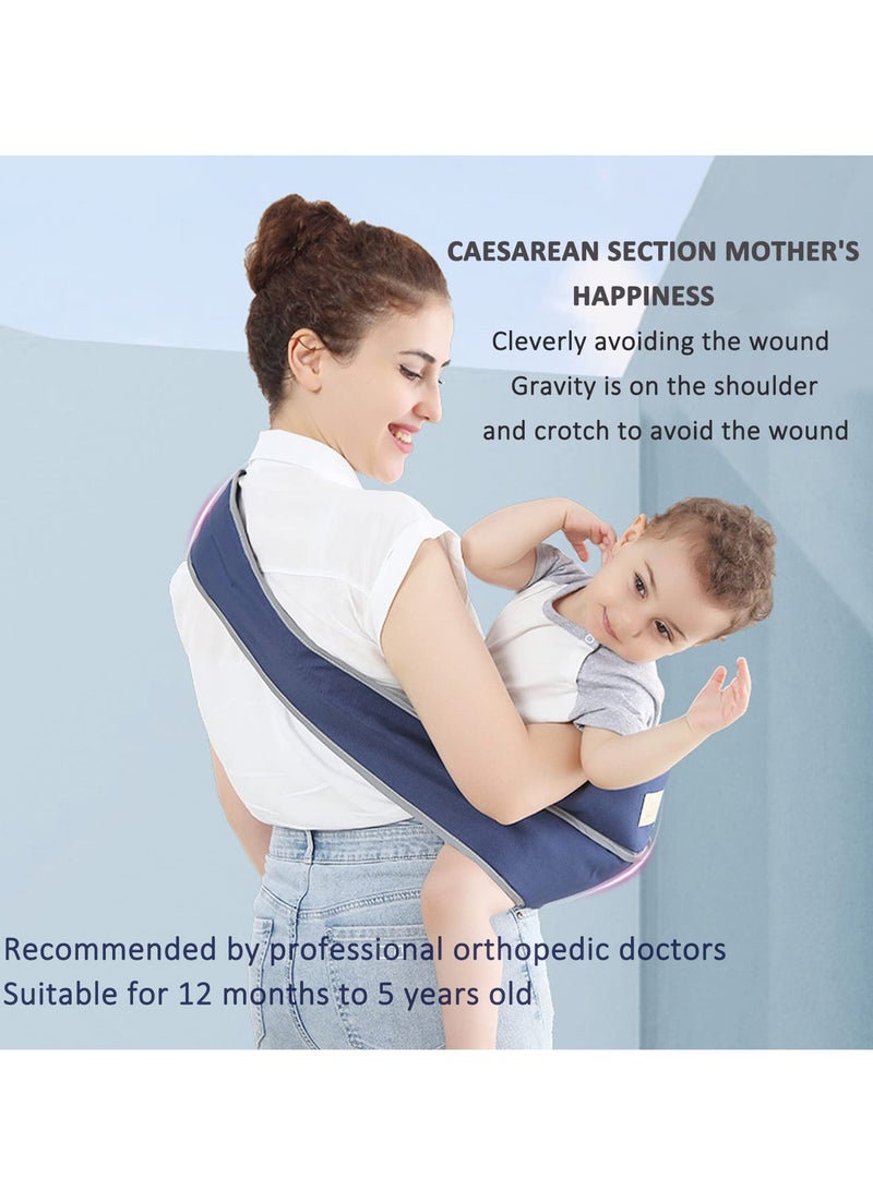 Toddler Carrier, Portable Adjustable Child Sling, Ergonomic One Shoulder Labor Saving Polyester Half Wrapped Toddler Sling with Anti-Slip Particles, for Children 6-36 Months