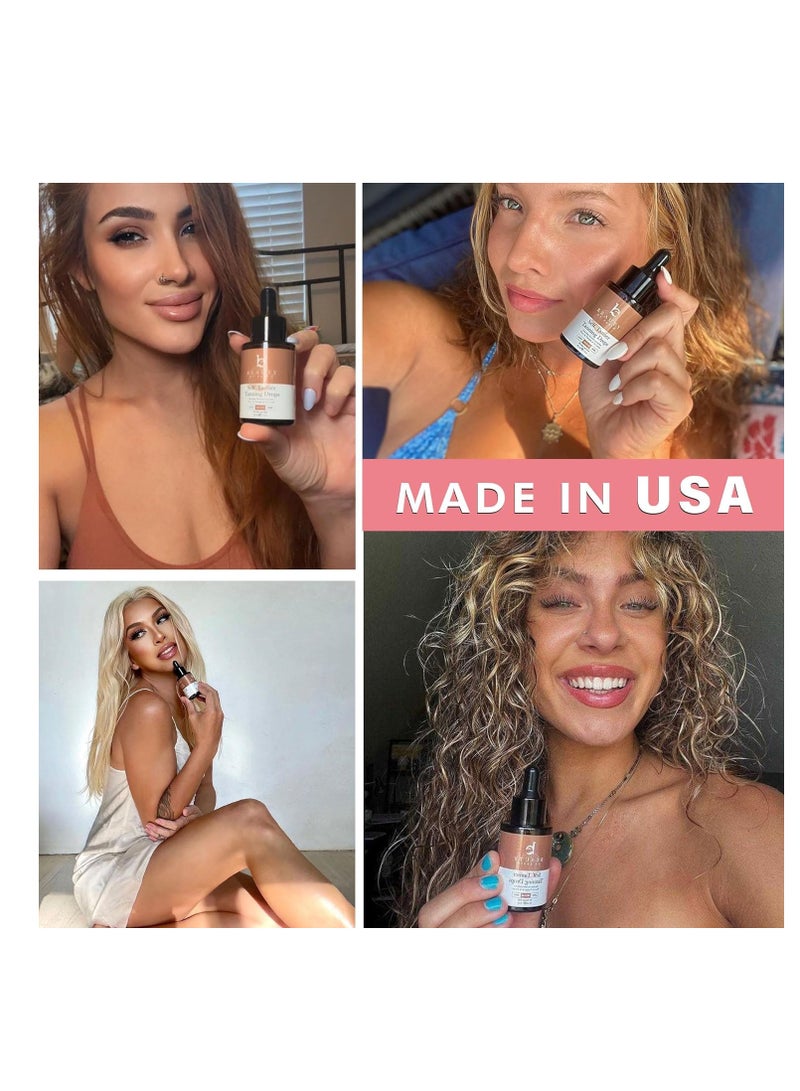 Self Tanning Drops - USA Made with Natural & Organic Ingredients, Medium Face Tanning Drops to Add to Lotion, Moisturizing Bronzing Drops for Face & Body, Toxin Free Face Tanner for Fake Tan