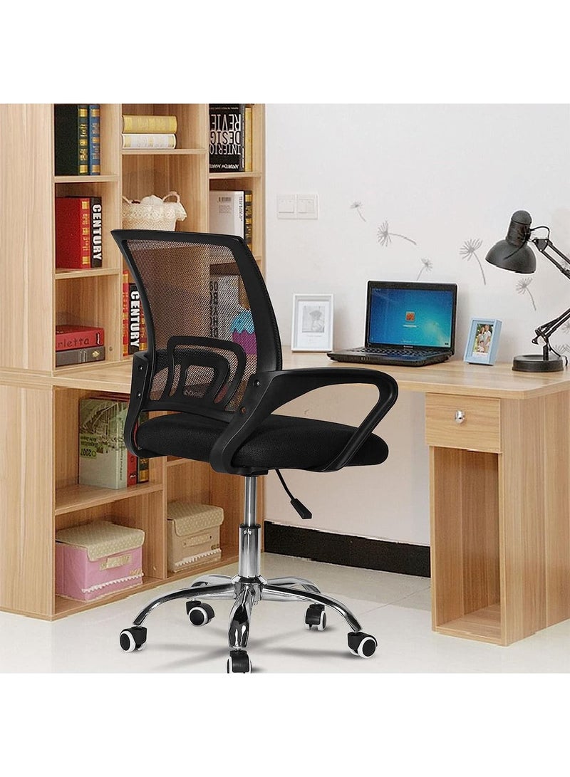 Office Mid Back Desk Chair Computer Ergonomic Mesh Chair with Armrest Swivel and Lumbar Support