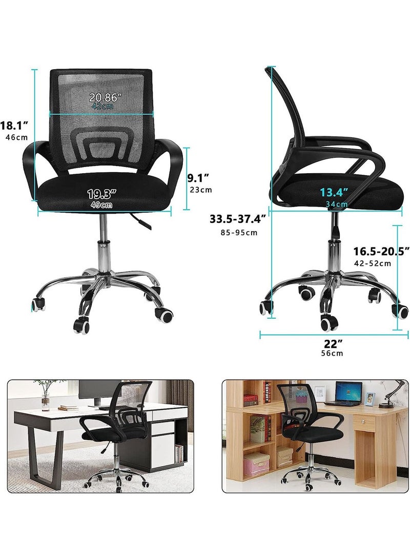 Office Mid Back Desk Chair Computer Ergonomic Mesh Chair with Armrest Swivel and Lumbar Support